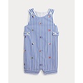 Flag-Embroidered Striped Cotton Overall