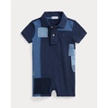 Patchwork Cotton Mesh Polo Shortall