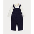 Cotton Bodysuit & Corduroy Overall Set