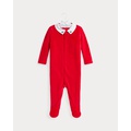 Embroidered Velour Footed Coverall