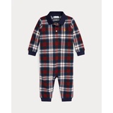 Plaid Cotton Mesh Polo Coverall