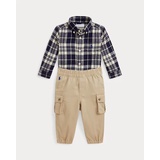 Plaid Shirt & Stretch Cargo Pant Set