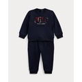 Plaid-Logo Fleece Sweatshirt & Pant Set