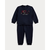 Plaid-Logo Fleece Sweatshirt & Pant Set