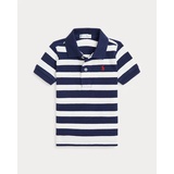 Striped Cotton Mesh Polo Shirt