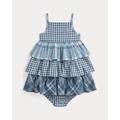 Tiered Cotton Madras Dress & Bloomer