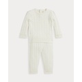 Mini-Cable Cotton Sweater & Pant Set