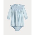 Smocked Cotton Chambray Dress & Bloomer