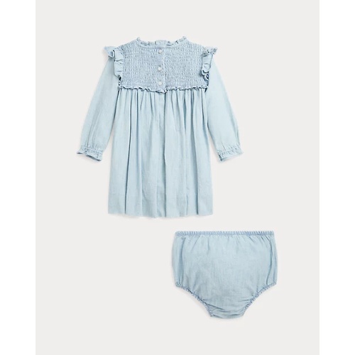 폴로 랄프로렌 Smocked Cotton Chambray Dress & Bloomer