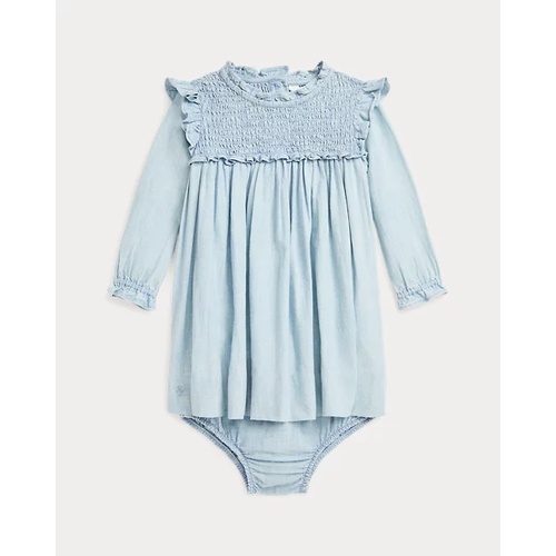 폴로 랄프로렌 Smocked Cotton Chambray Dress & Bloomer