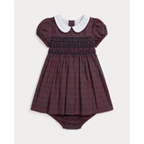 Plaid Smocked Cotton Dress & Bloomer