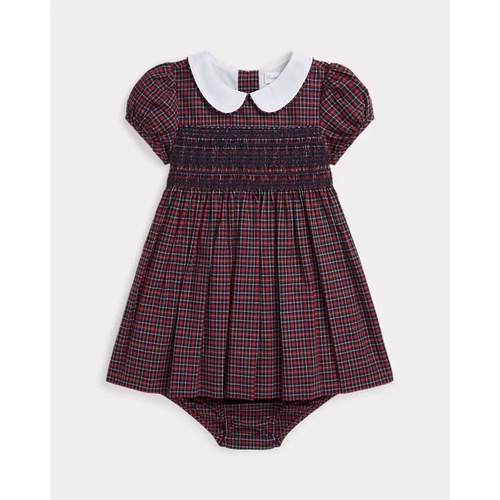 폴로 랄프로렌 Plaid Smocked Cotton Dress & Bloomer