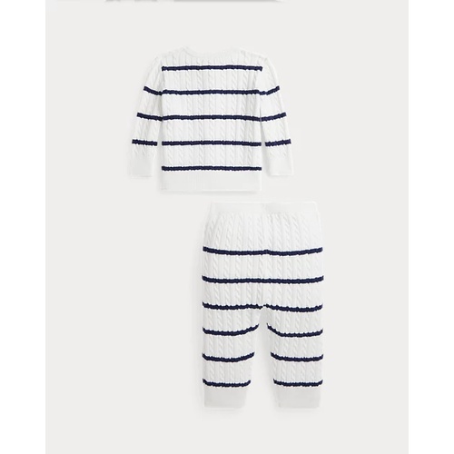 폴로 랄프로렌 Striped Cotton Cardigan & Pant Set