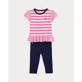 Striped Jersey Peplum Tee & Legging Set