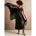 bananarepublic Covered-Button Satin Midi Slip Dress