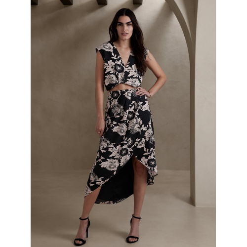 바나나리퍼블릭 bananarepublic Drape-Front Maxi Skirt