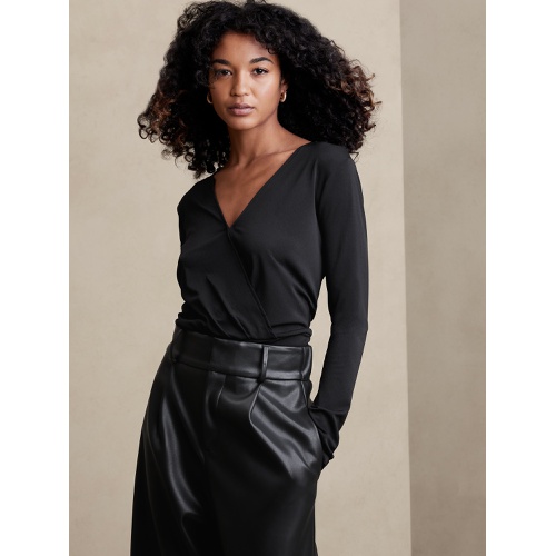 바나나리퍼블릭 bananarepublic Crepe Wrap-Waist Top