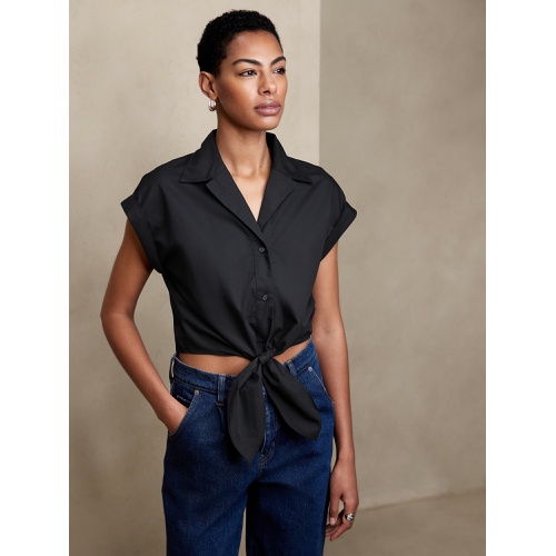 바나나리퍼블릭 bananarepublic Tie-Front Cropped Top