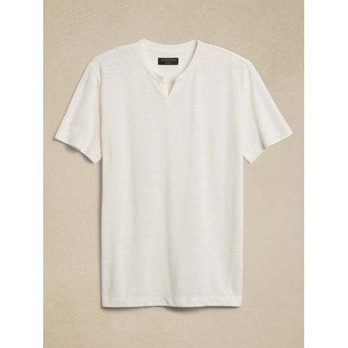 바나나리퍼블릭 Linen-Blend Notch-Neck T-Shirt
