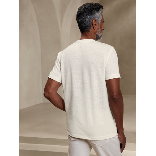 바나나리퍼블릭 Linen-Blend Notch-Neck T-Shirt