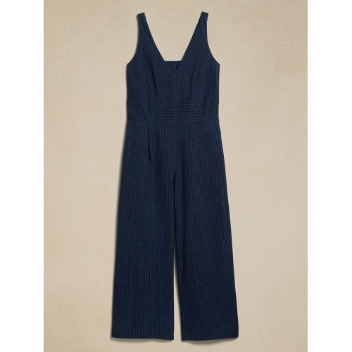 바나나리퍼블릭 Cropped Linen-Cotton Jumpsuit