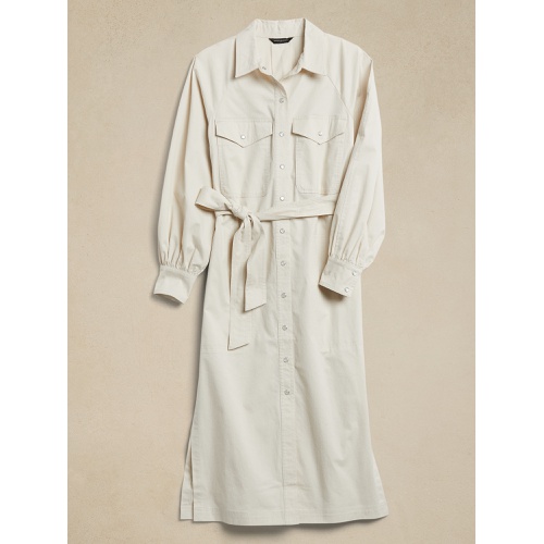 바나나리퍼블릭 Twill Utility Midi Shirtdress