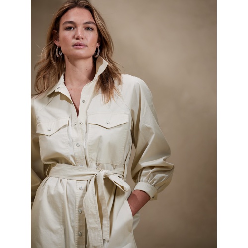 바나나리퍼블릭 Twill Utility Midi Shirtdress