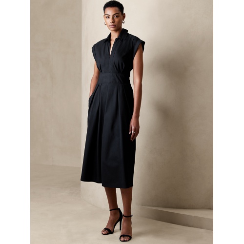 바나나리퍼블릭 Band-Waist Poplin Midi Dress