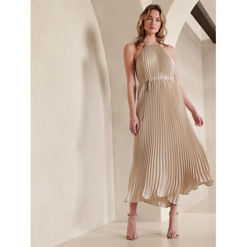 바나나리퍼블릭 Halter Pleated Maxi Dress