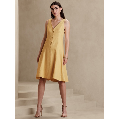 바나나리퍼블릭 Linen-Blend Button-Front Dress