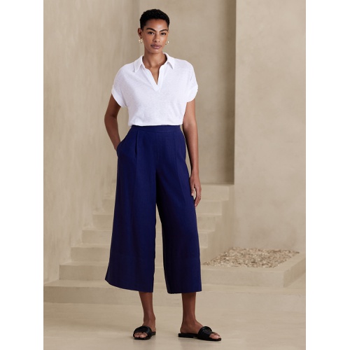 바나나리퍼블릭 Linen-Blend Cropped Wide-Leg Pant