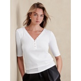 Ribbed Elbow-Sleeve Shirt