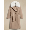 Removable Faux-Fur Collar Coat