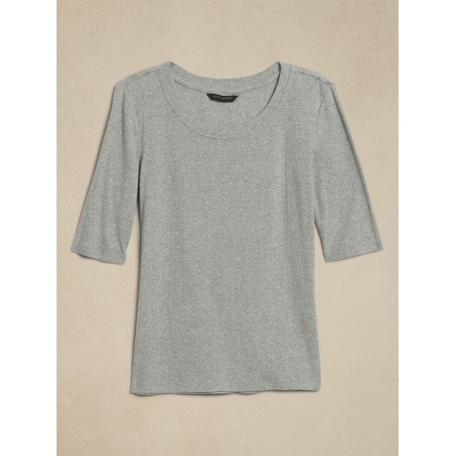 바나나리퍼블릭 Ribbed Elbow-Sleeve T-Shirt