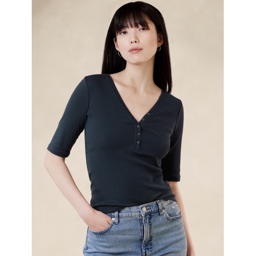 바나나리퍼블릭 Ribbed Elbow-Sleeve Shirt