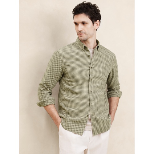 바나나리퍼블릭 Slim Linen-Blend Flannel Shirt
