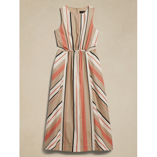 바나나리퍼블릭 Linen-Blend Cut-Out Midi Dress