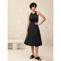 Bubble-Hem Taffeta Midi Dress