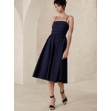 Poplin Gathered Midi Dress