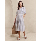 Pleated Linen-Blend Midi Shirtdress