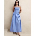 Smocked-Waist Poplin Maxi Skirt