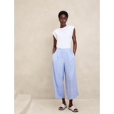 Linen-Blend Easy Wide-Leg Crop Pant