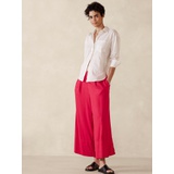 Linen-Blend Easy Wide-Leg Crop Pant