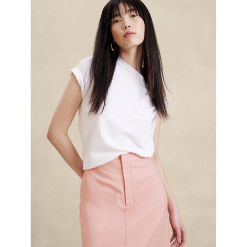 바나나리퍼블릭 Linen-Blend Herringbone Midi Skirt