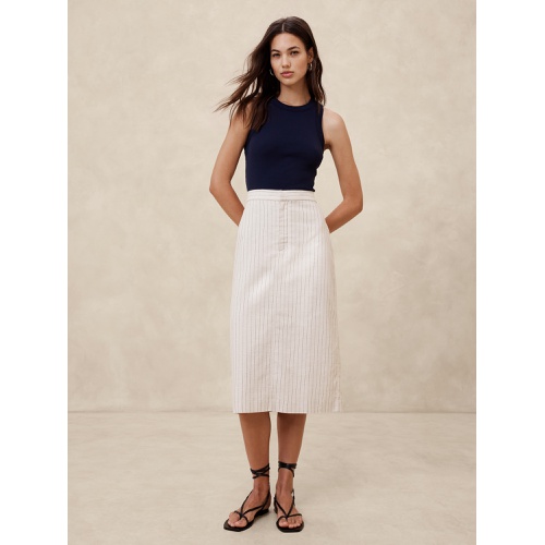 바나나리퍼블릭 Linen-Blend Herringbone Midi Skirt