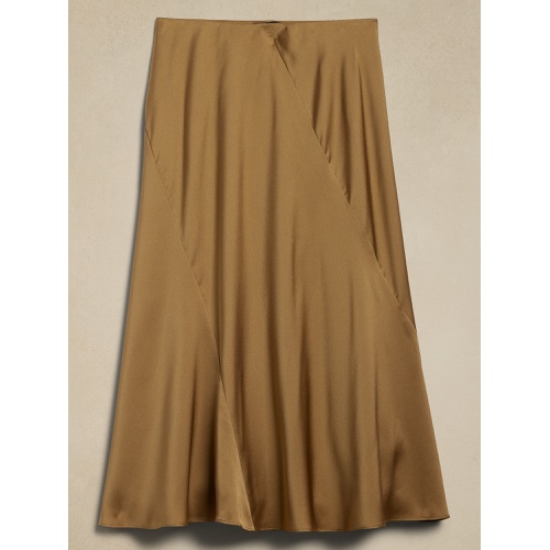 바나나리퍼블릭 Hammered Satin Midi Slip Skirt