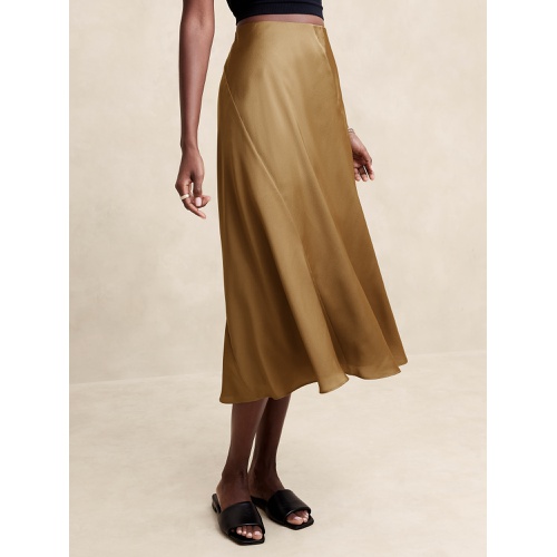 바나나리퍼블릭 Hammered Satin Midi Slip Skirt