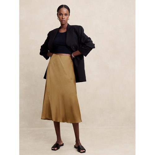 바나나리퍼블릭 Hammered Satin Midi Slip Skirt