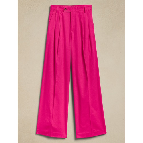 바나나리퍼블릭 Linen-Blend Wide-Leg Pleated Trouser