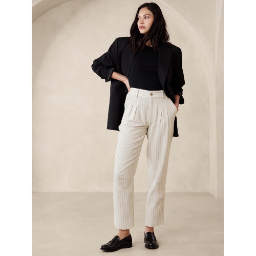 바나나리퍼블릭 Linen-Blend Herringbone Pleated Pant